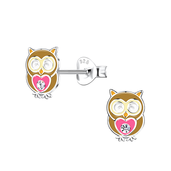Wholesale Silver Owl Stud Earrings