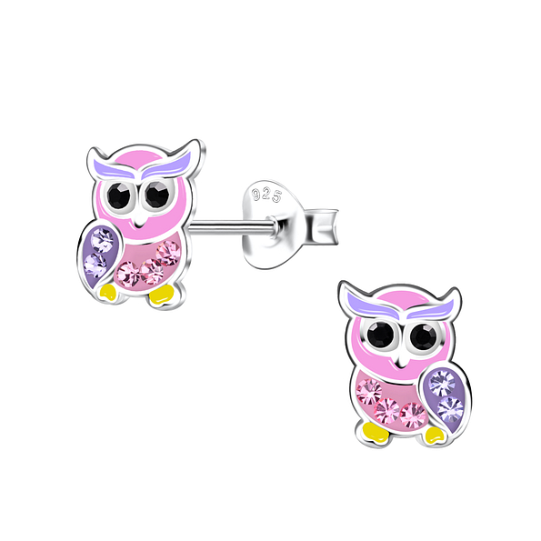 Wholesale Silver Owl Stud Earrings
