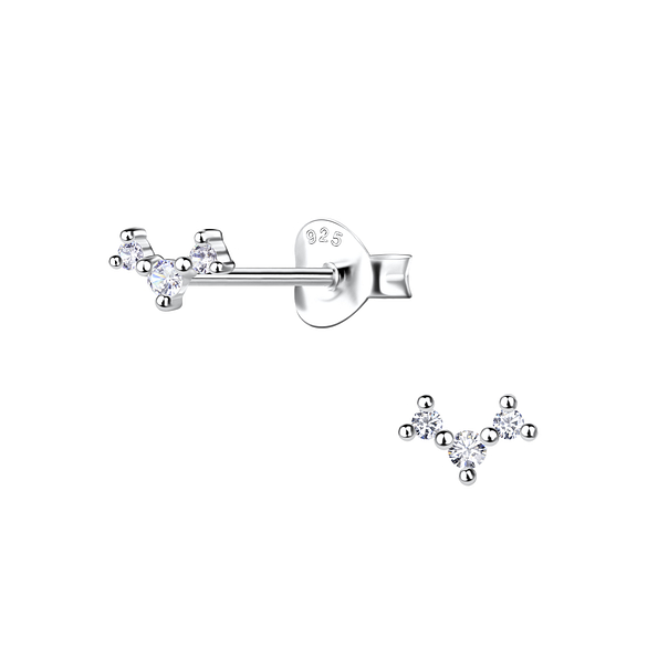 Wholesale Silver Three Stones Stud Earrings