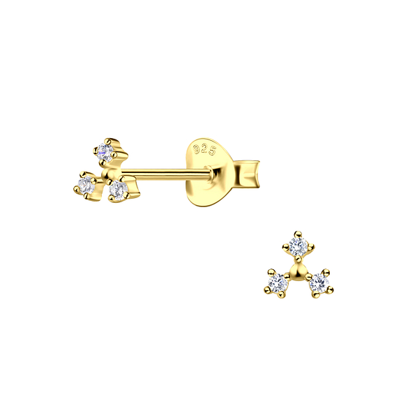 Wholesale Silver Three Stones Stud Earrings