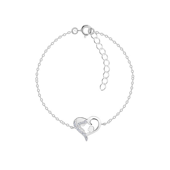 Wholesale Silver Mother and Baby Heart Bracelet