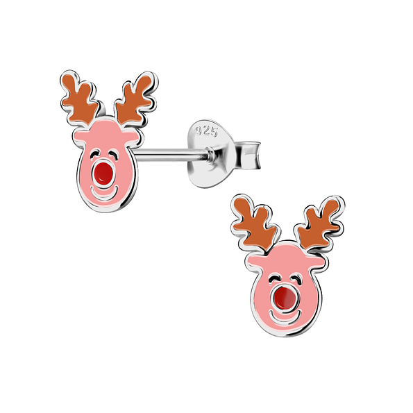 Wholesale Silver Reindeer Stud Earrings