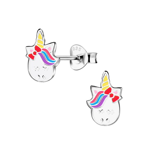 Wholesale Silver Unicorn Stud Earrings