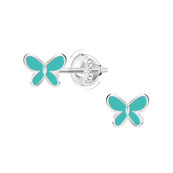 Wholesale Silver Butterfly Screw Back Earrings