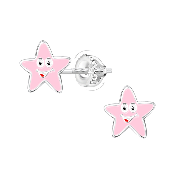 Wholesale Silver Star Screw Back Earrings