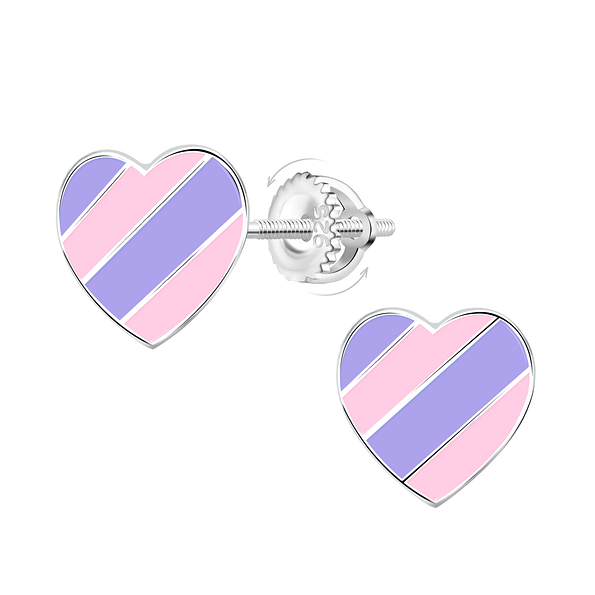 Wholesale Silver Heart Screw Back Earrings