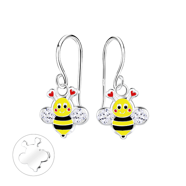 Wholesale Silver Crystal Bee Earrings