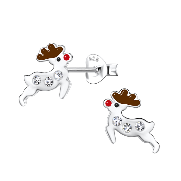 Wholesale Silver Reindeer Stud Earrings