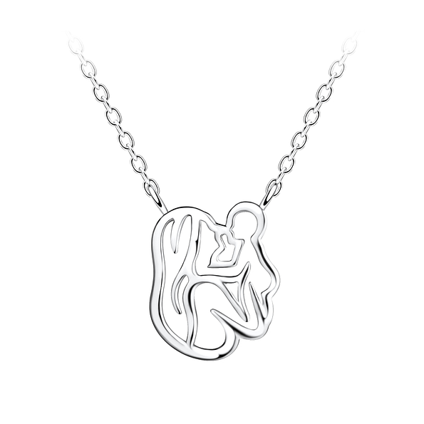 Wholesale Silver Mom and Baby Necklace