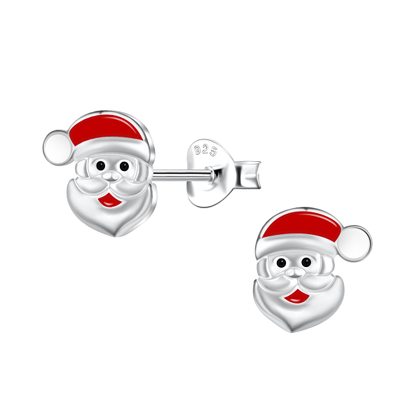 Wholesale Silver Santa Clause Stud Earrings