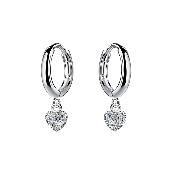 Wholesale Silver Heart Charm Huggie Earrings