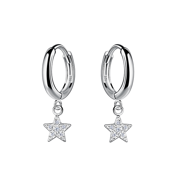 Wholesale Silver Star Charm Huggie Earrings