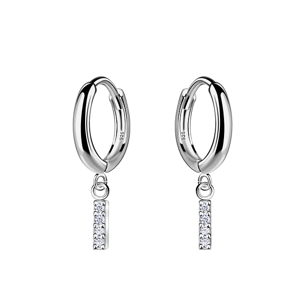 Wholesale Silver Bar Charm Huggie Earrings