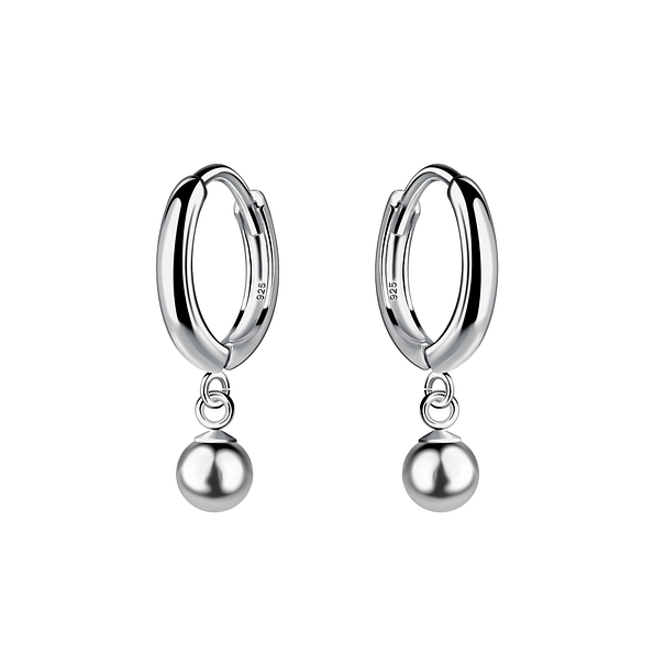 Wholesale 5mm Silver Ball Charm Huggie Earrings