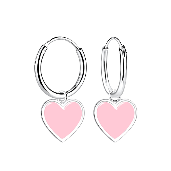 Wholesale Silver Heart Charm Hoop Earrings