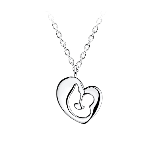 Wholesale Silver Mom and Baby Necklace