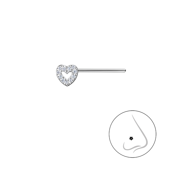 Wholesale Silver Heart Nose Stud