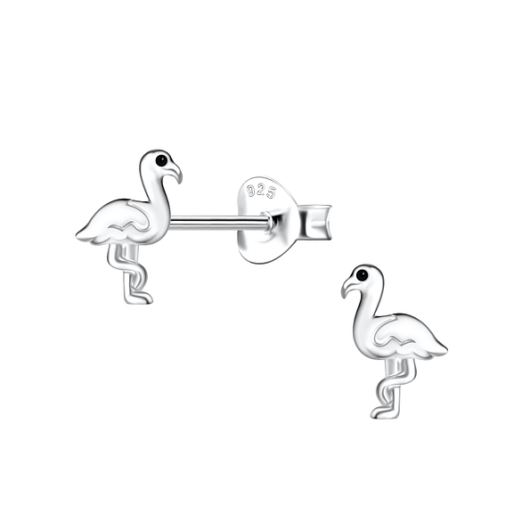 Wholesale Silver Flamingo Stud Earrings