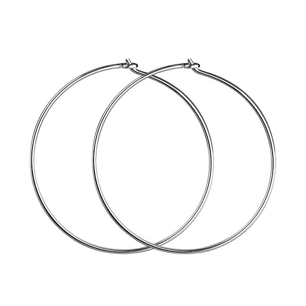 Wholesale 32mm Silver Wire Hoop Earrings – Pack of 5 Pairs