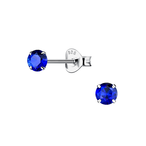 Wholesale 4mm Round Cubic Zirconia Silver Stud Earrings