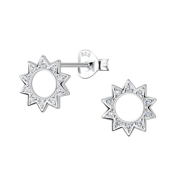 Wholesale Silver Sun Stud Earrings