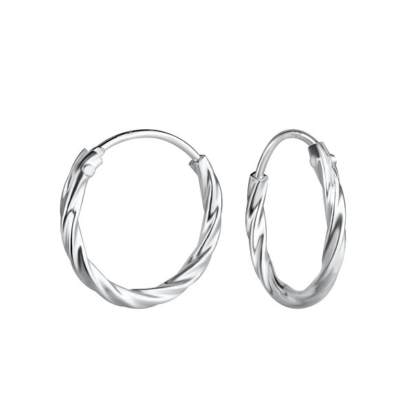 Wholesale 14mm Silver Twisted Hoop Earrings