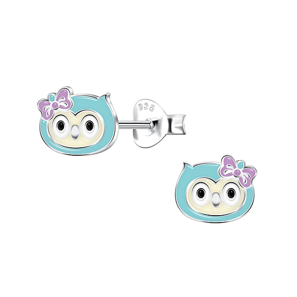 Wholesale Silver Owl Stud Earrings
