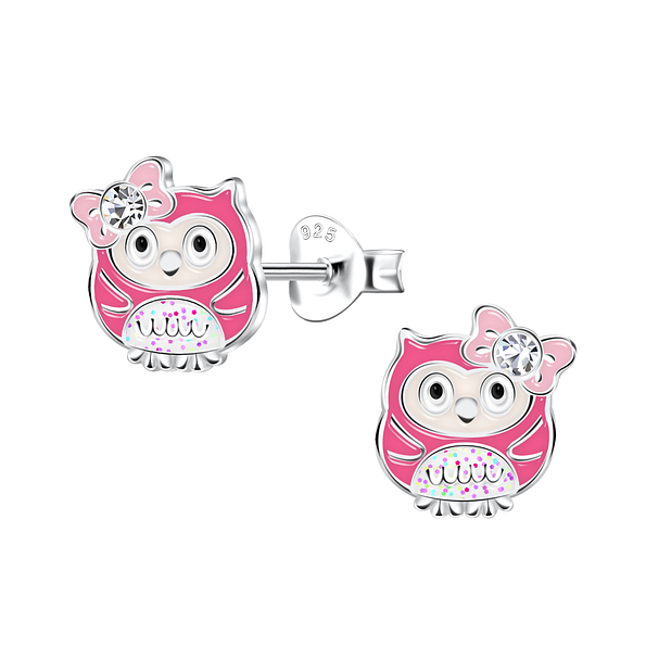 Wholesale Silver Owl Stud Earrings
