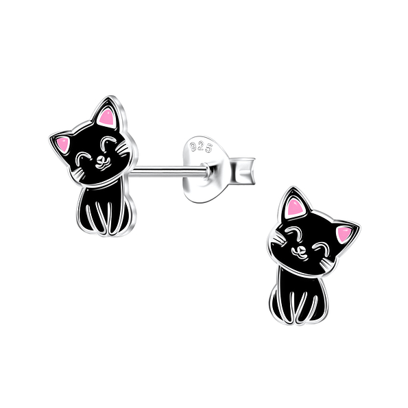 Wholesale Silver Cat Stud Earrings
