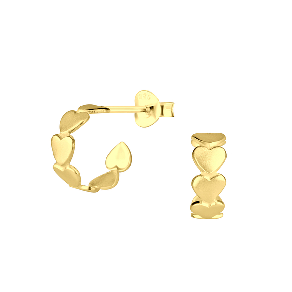 Wholesale Silver Heart Half Hoop Stud Earrings