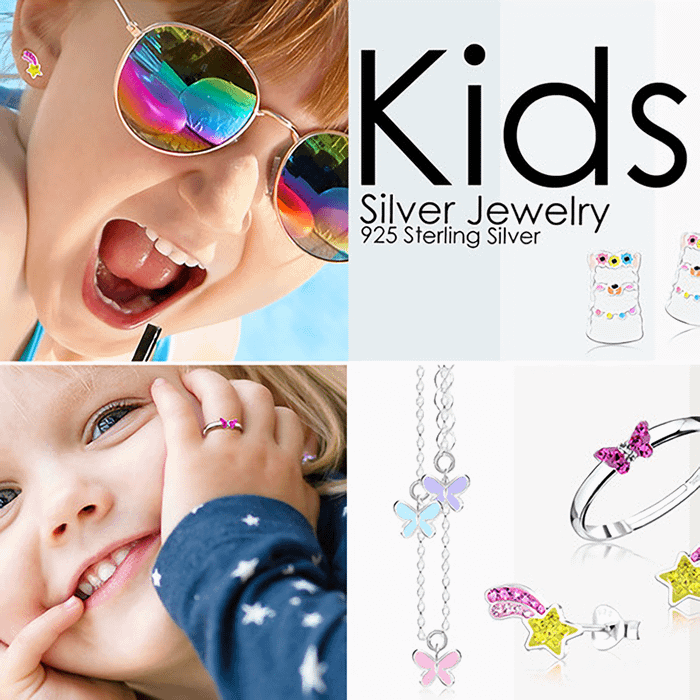 Colorful Ice Cream Cone Kids / Children's / Girls Jewelry Set Enamel - Sterling Silver at in Season Jewelry