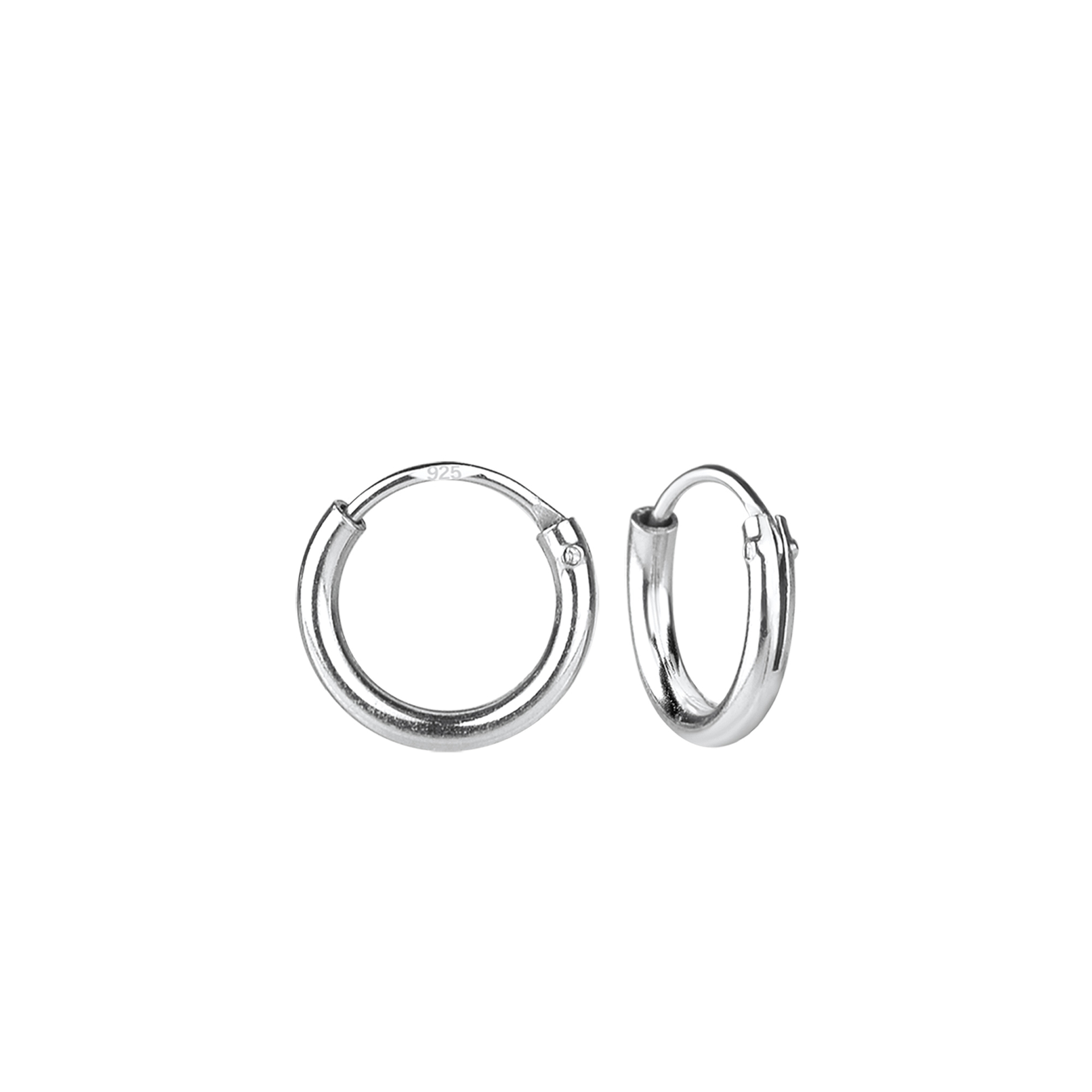 925 Silver Jewelry | 10mm Silver Hoop Earrings - 4466