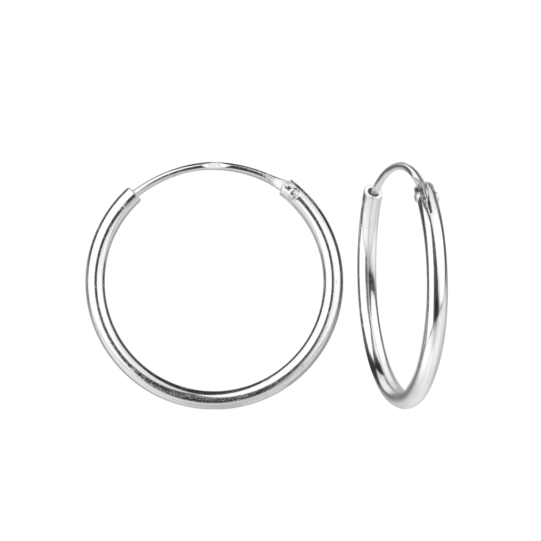 925 Silver Jewelry | 20mm Silver Hoop Earrings - 4474