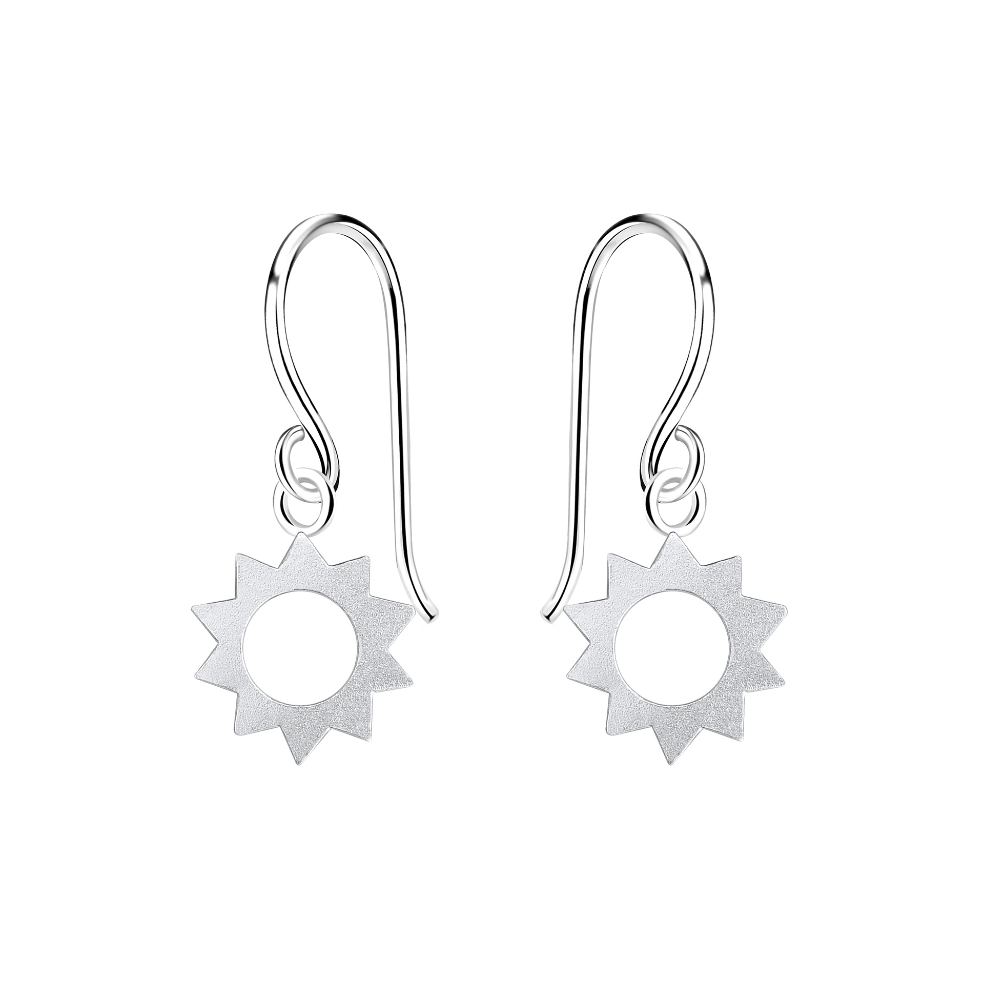 925 Silver Jewelry | Silver Sun Earrings - 10254