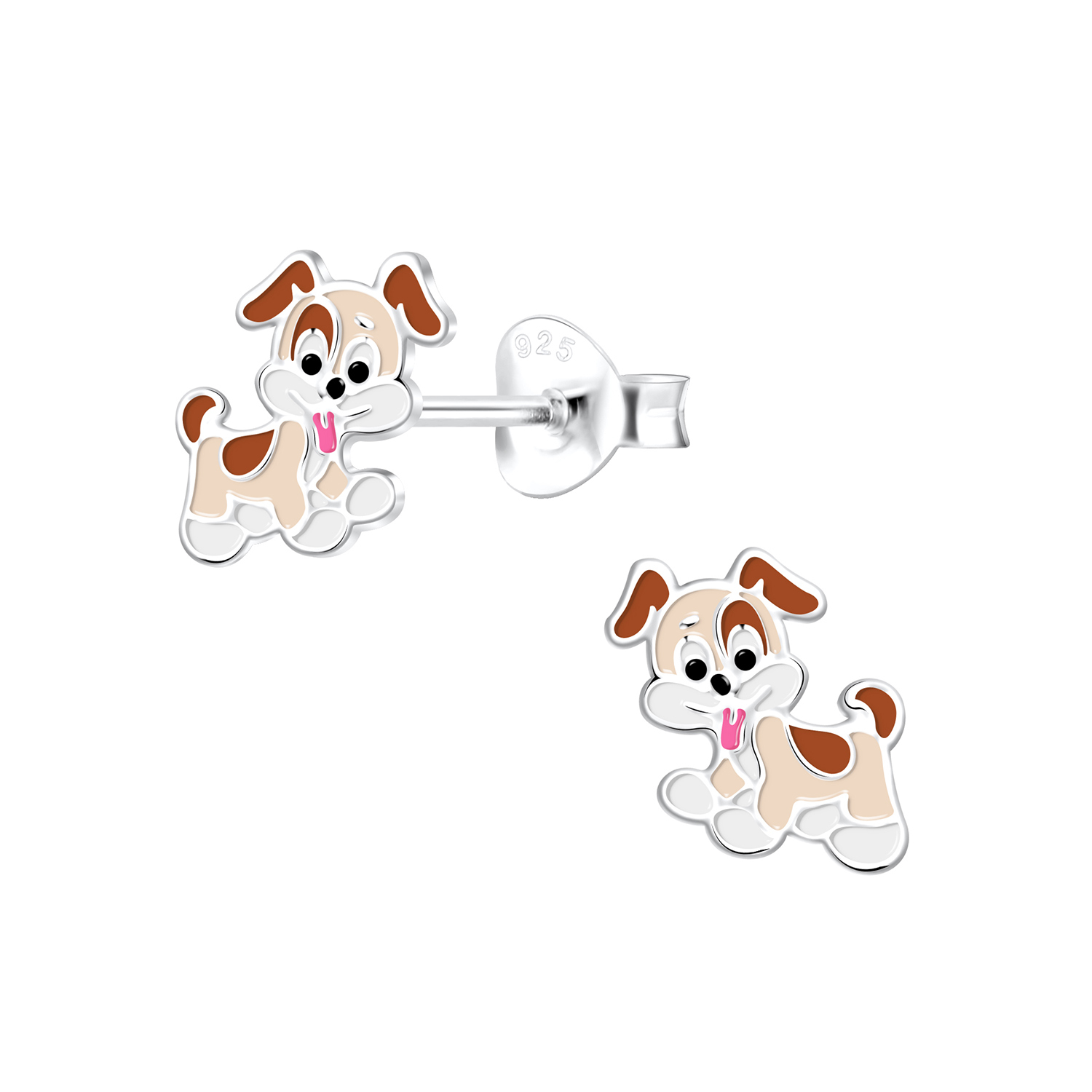 925 Silver Jewelry | Silver Dog Stud Earrings - 10156