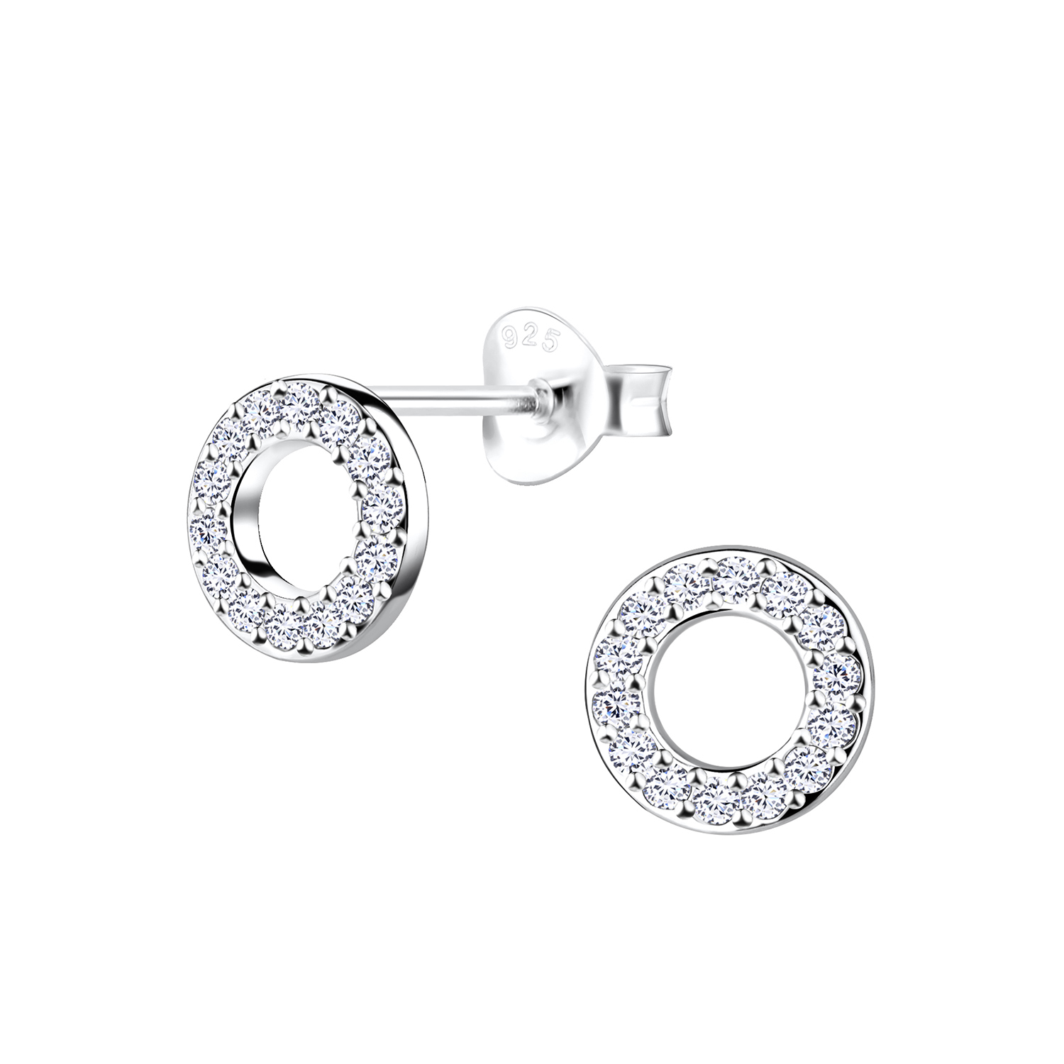 925 Silver Jewelry Silver Circle Stud Earrings 10614