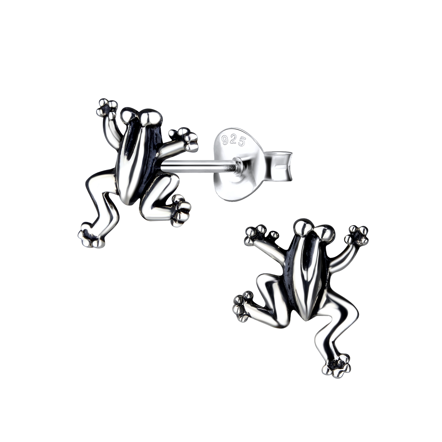 925 Silver Jewelry Silver Frog Stud Earrings 12916
