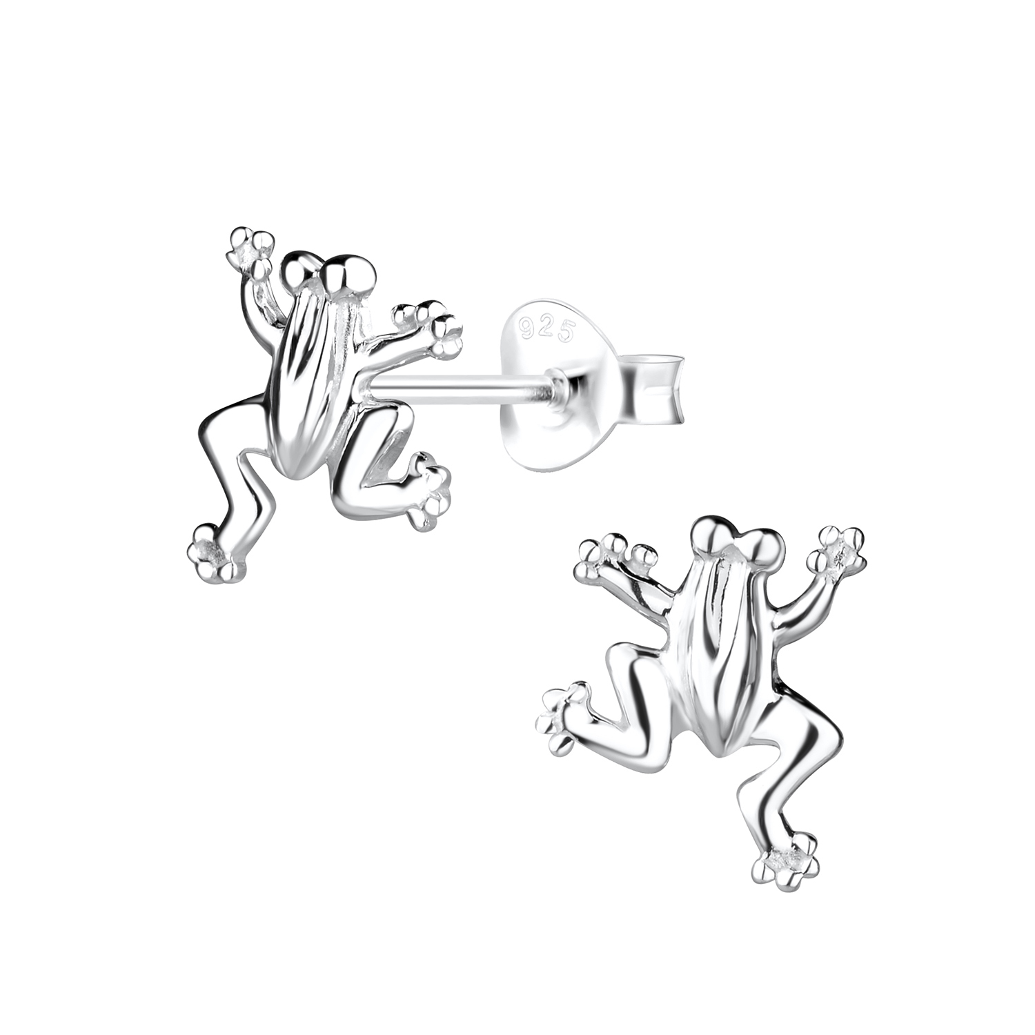 925 Silver Jewelry Silver Frog Stud Earrings 12915