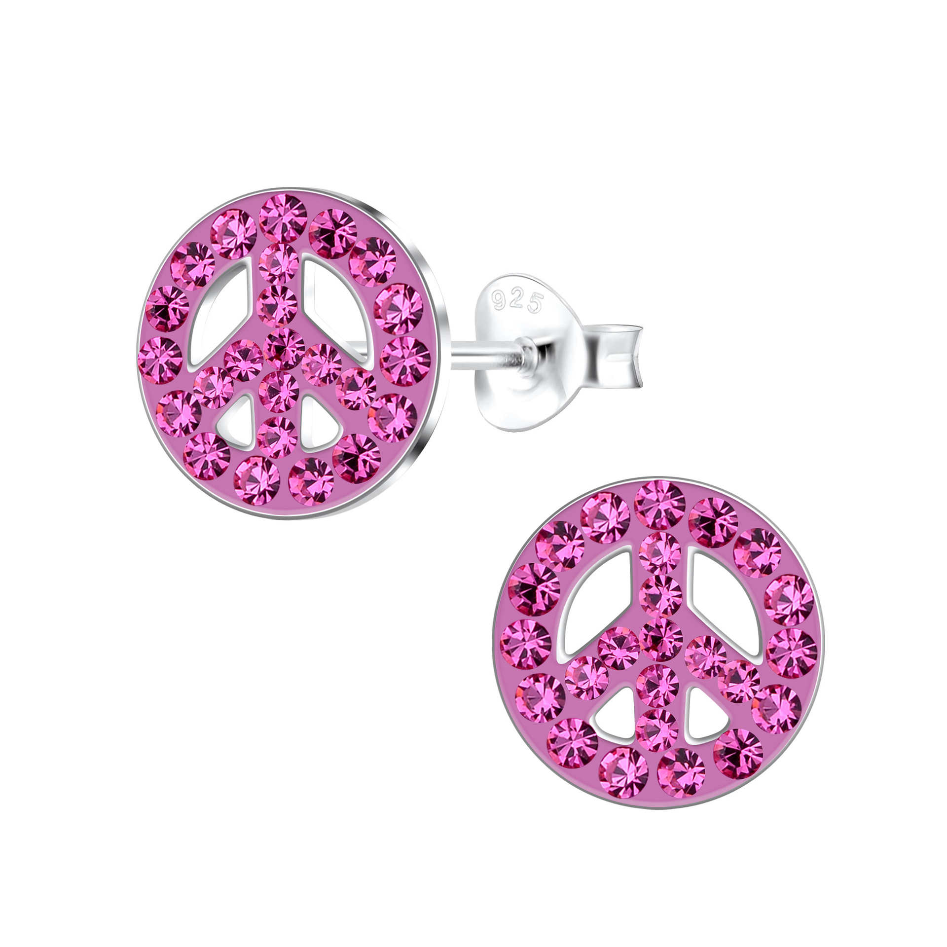 Oxidized Turquoise Chip Peace Sign Stud Earrings