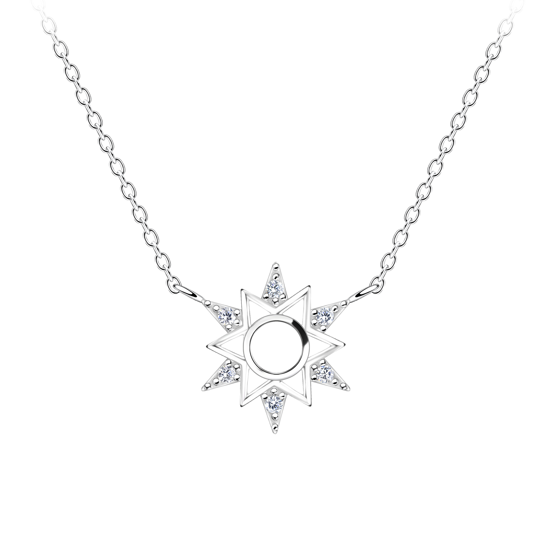 925 Silver Jewelry Silver Sun Necklace 16426