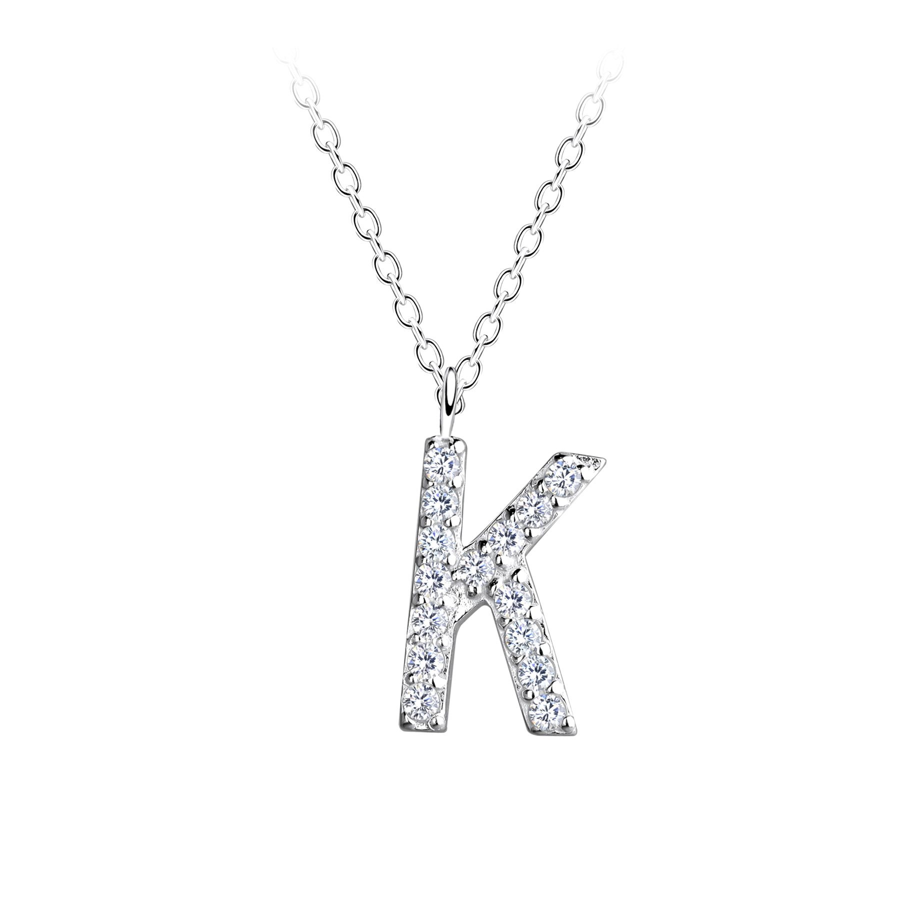 925 Silver Jewelry Silver Letter K Necklace 18884
