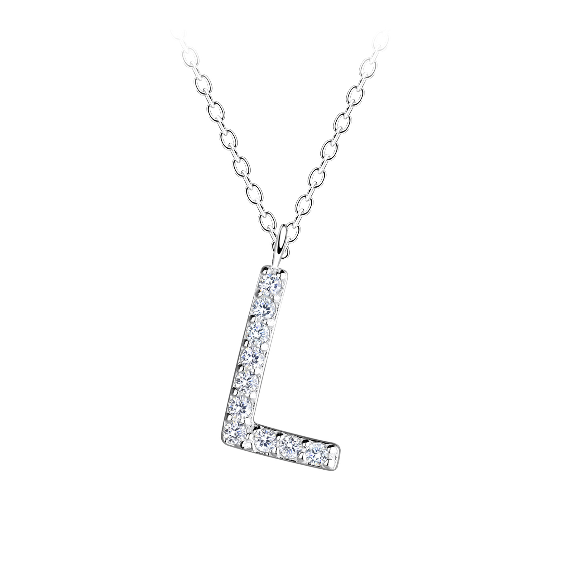 925 Silver Jewelry | Silver Letter L Necklace - 18895