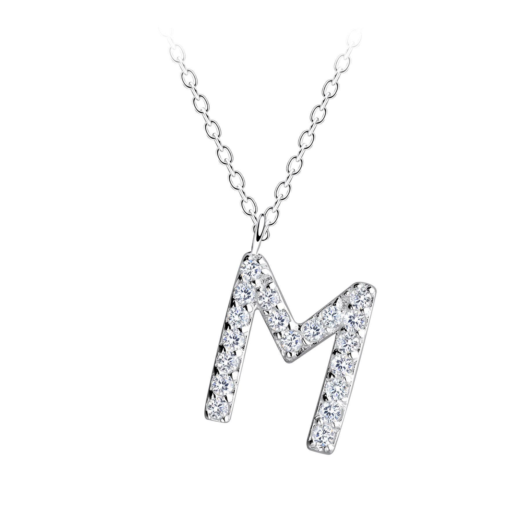 925 Silver Jewelry Silver Letter M Necklace 18887