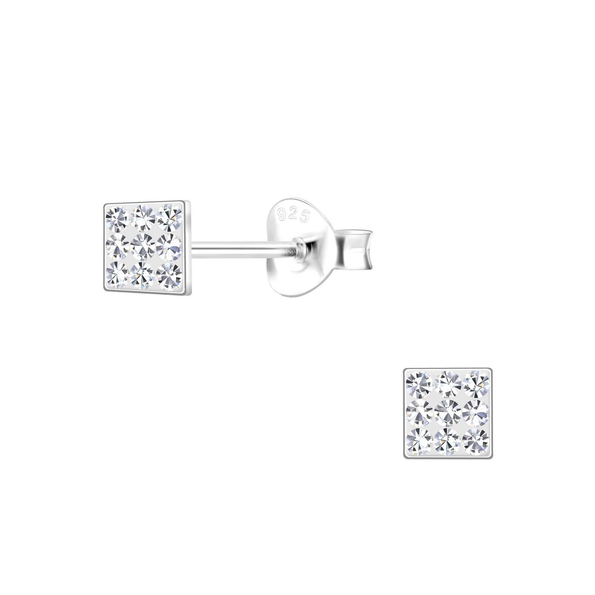 925 Silver Jewelry Silver Square Stud Earrings 19105