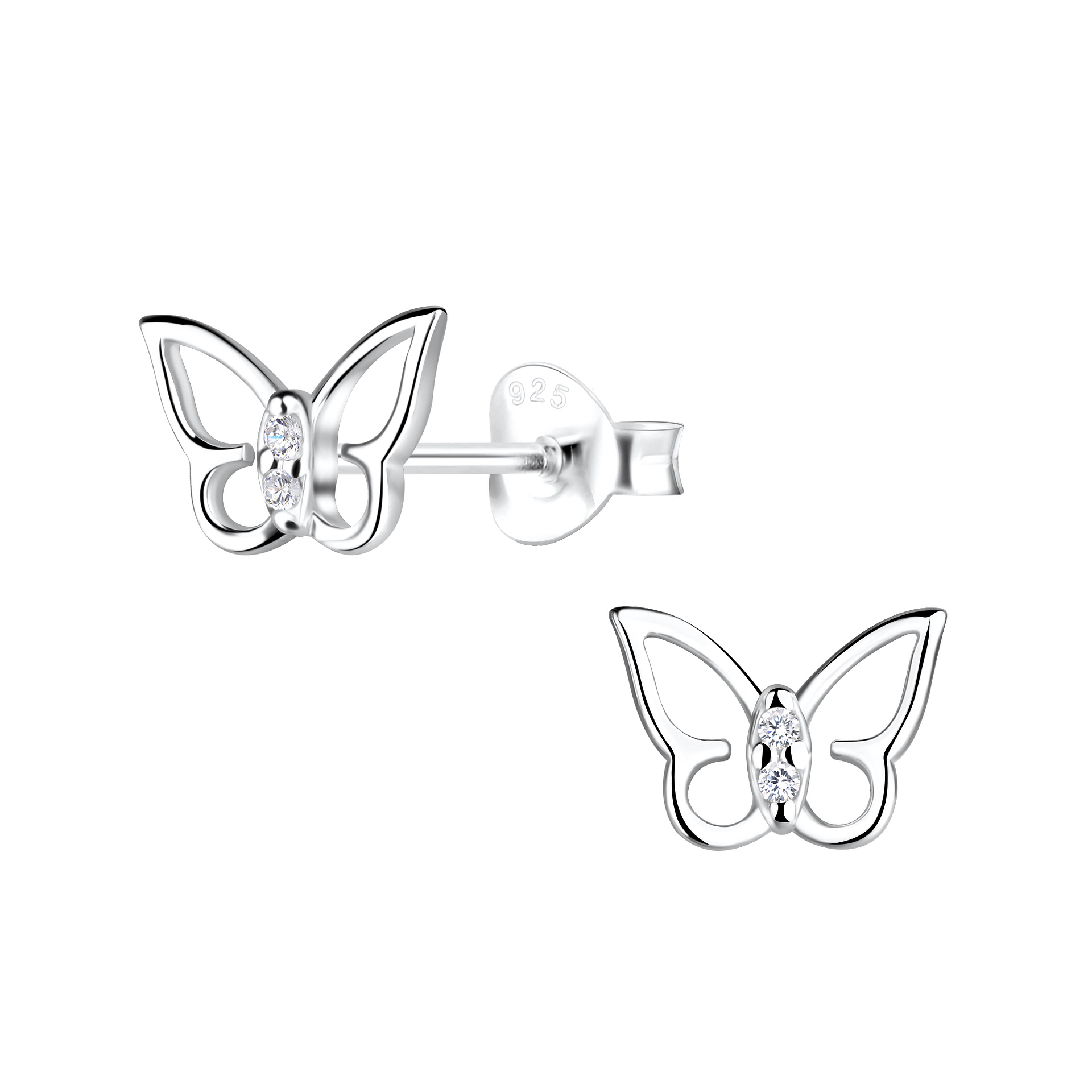 925 Silver Jewelry Silver Butterfly Stud Earrings 19491