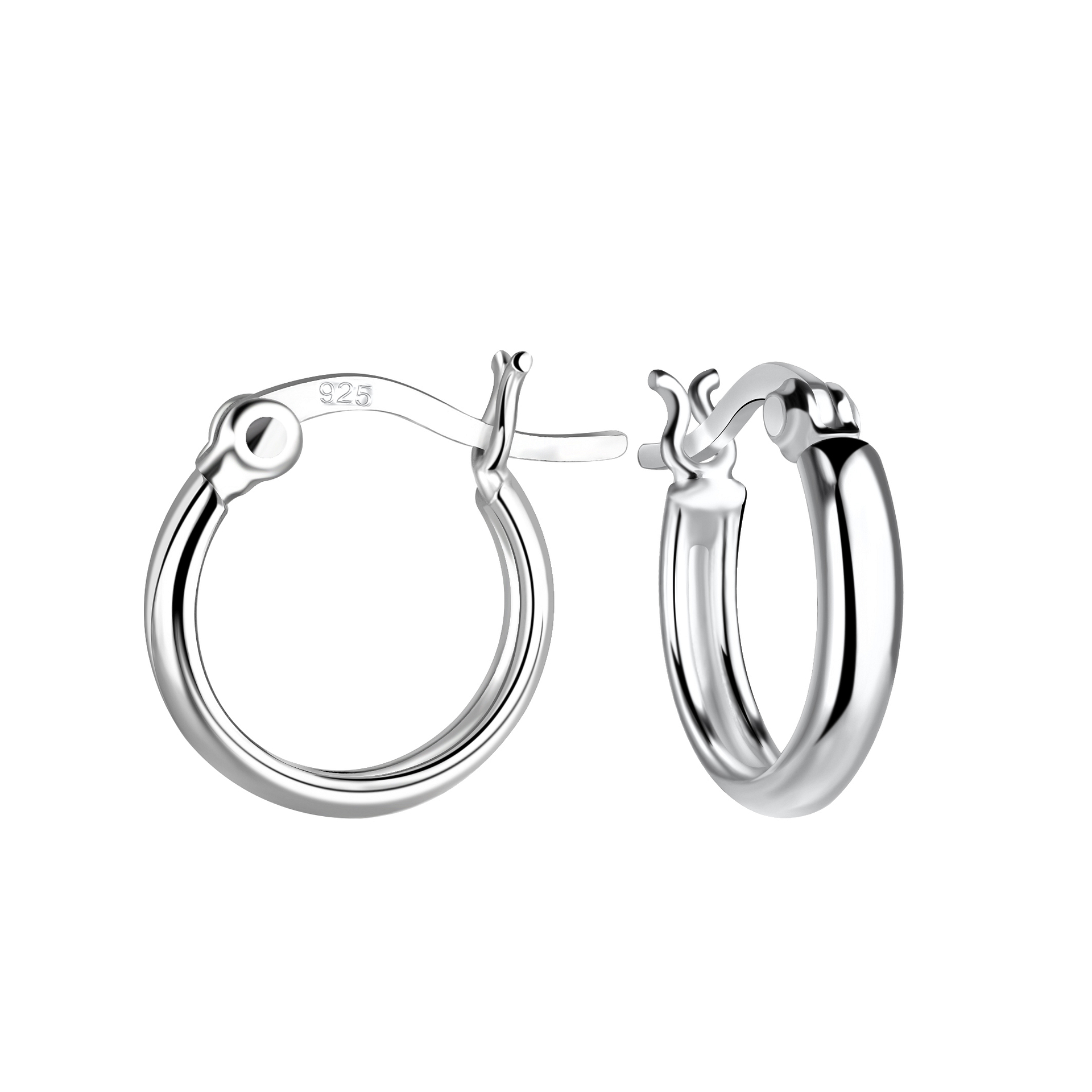 925 Silver Jewelry | 13mm Silver French Lock Hoop Earrings - 19608