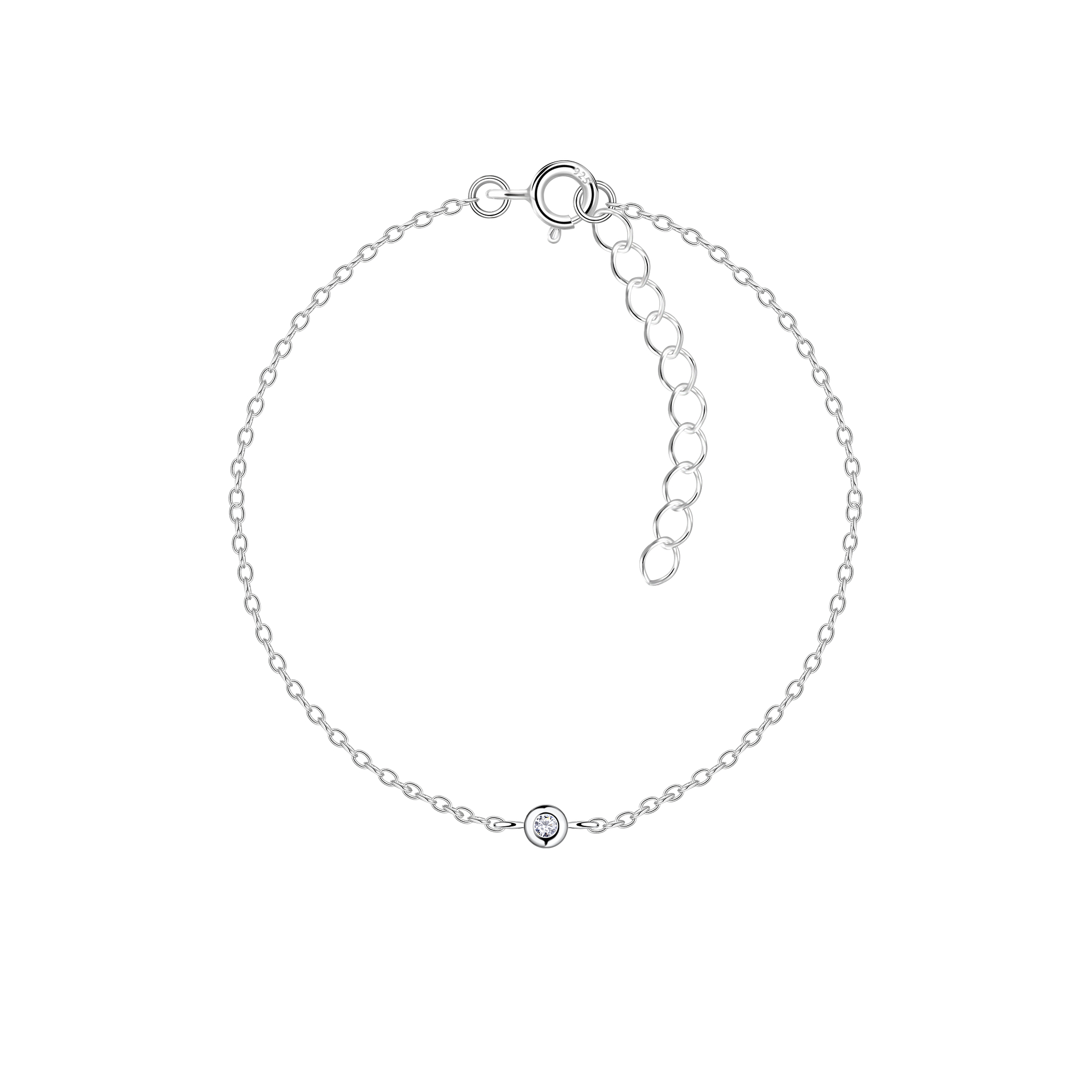 Heart Shaped Plain Charm Simple Bracelet with Triple Chain Pure