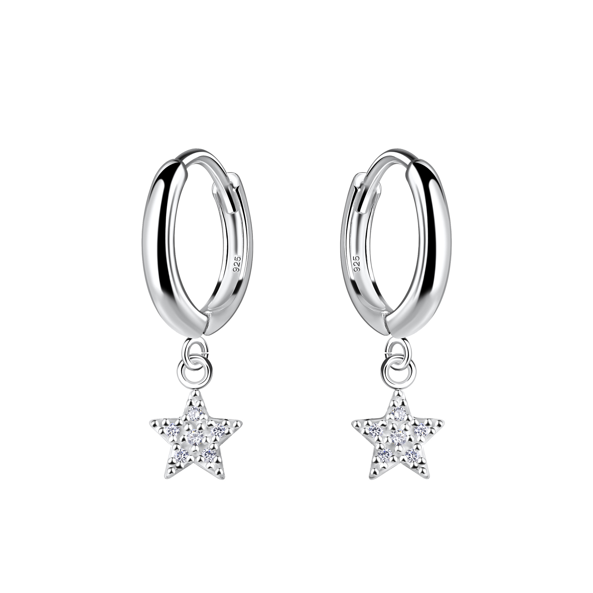 Stella + Gemma Earrings - Silver Crystal Huggies main image 1