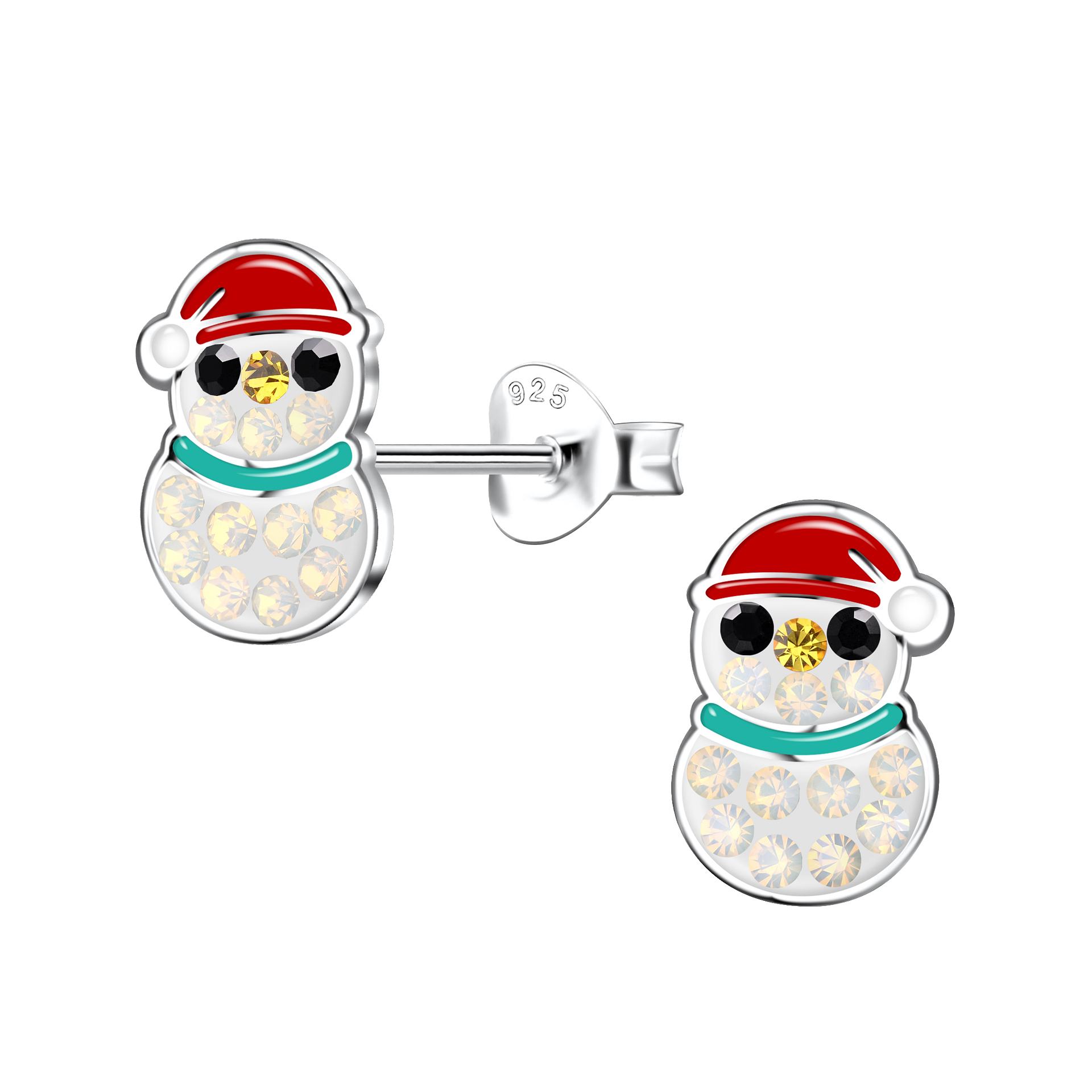 925 Silver Jewelry Silver Snowman Stud Earrings 20057