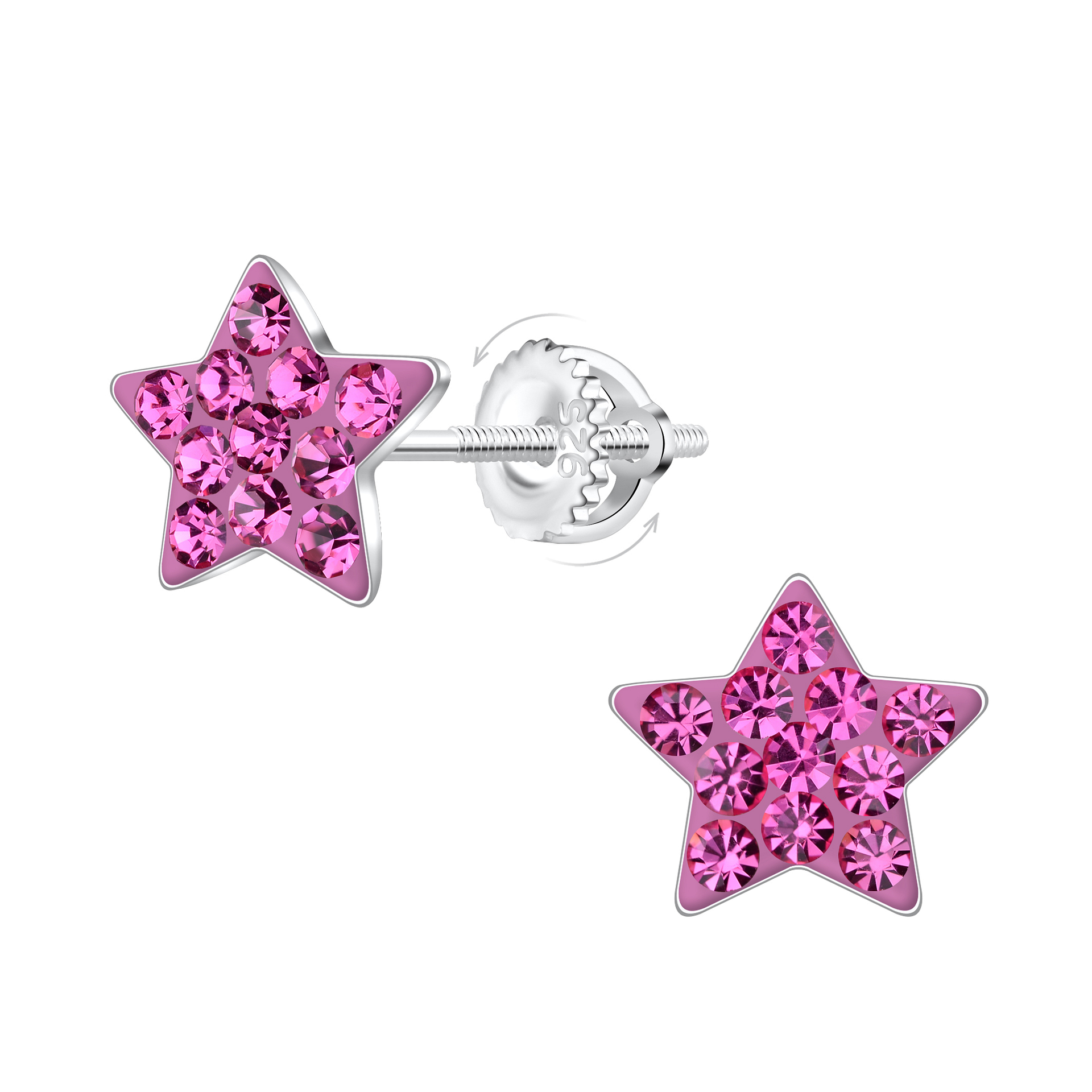 925 Silver Jewelry - Kids Silver Screw Back Stud Earrings